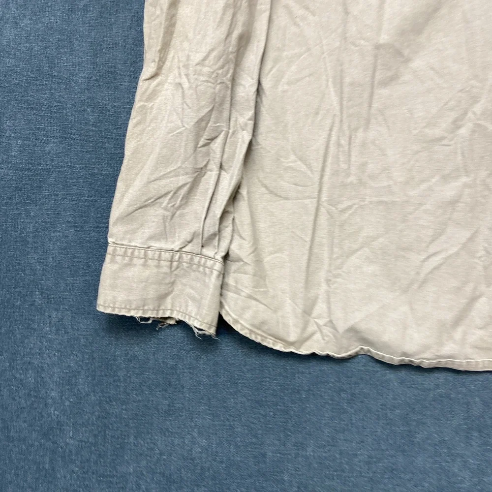 Banana Republic Utility Shirt Mens Large Beige Relaxed Fit Flap Pocket Button Up